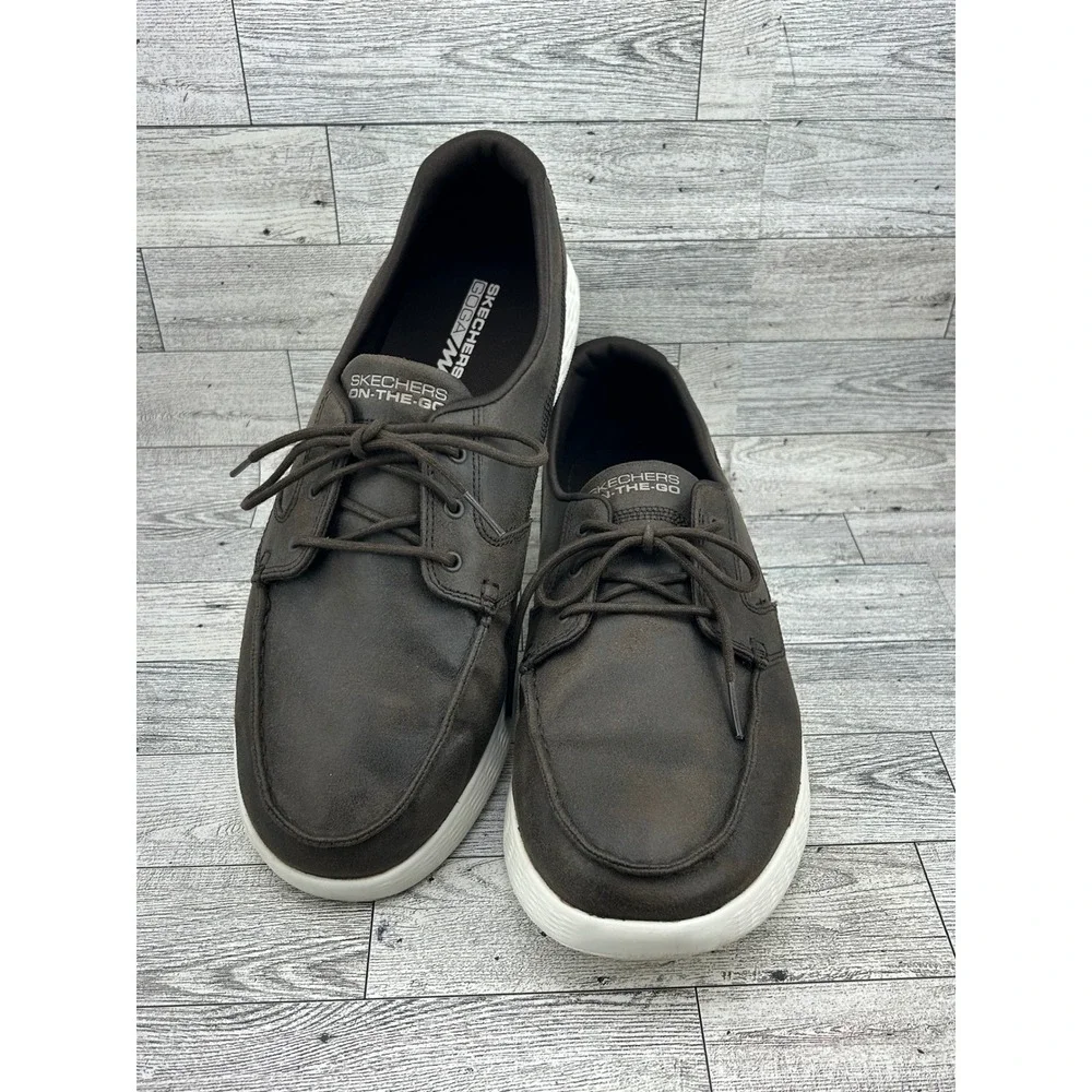 Skechers On-The-Go Men 12 Chocolate Brown Boat Shoes Loafers 53801 Goga Max